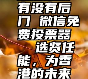 微信投票有没有后门 微信免费投票器  选贤任能，为香港的未来投票