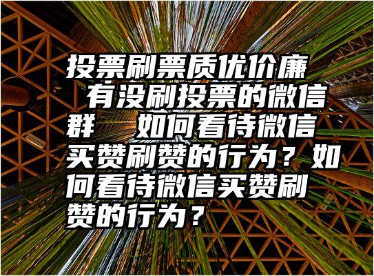 投票刷票质优价廉 有没刷投票的微信群  如何看待微信买赞刷赞的行为？如何看待微信买赞刷赞的行为？